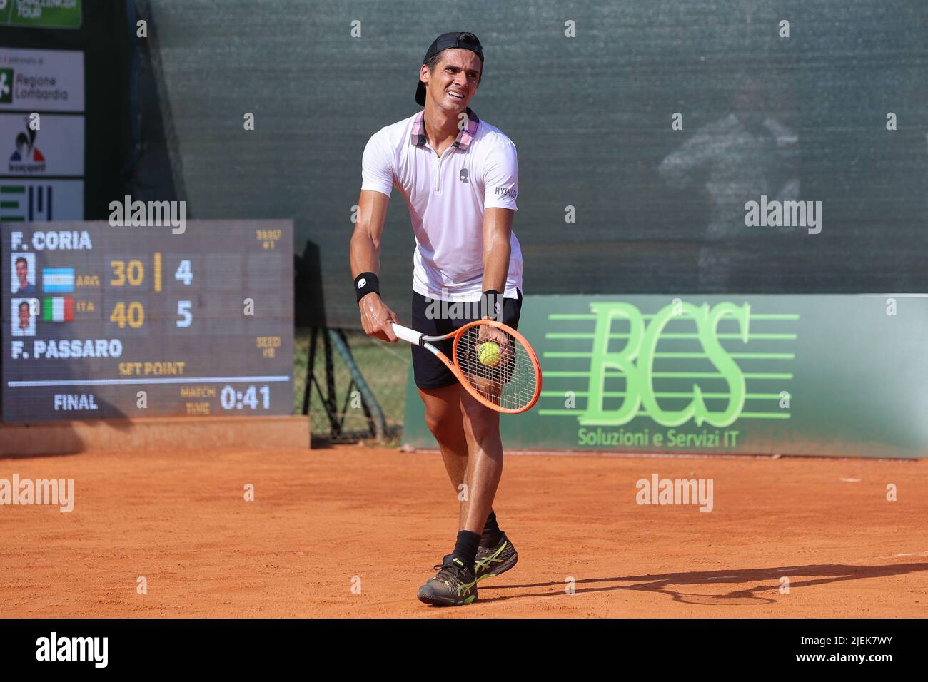 Italien, Mailand, 26 2022. juni: Federico Coria (Arg) beim Tennisspiel FEDERICO CORIA (ARG) gegen FRANCESCO PASSARO (ITA) Finale ATP Challenger Mailand im Aspria Harbour Club (Foto: Fabrizio Andrea Bertani/Pacific Press/Sipa USA) Stockfoto