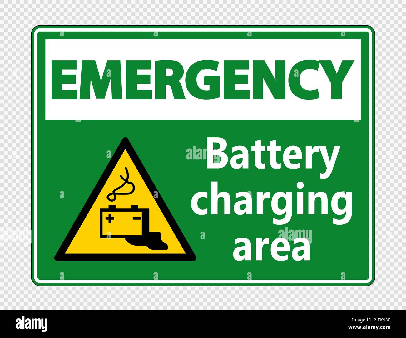 Notfallbatterieladebereich Schild auf transparentem Hintergrund, Vektorgrafik Stock Vektor