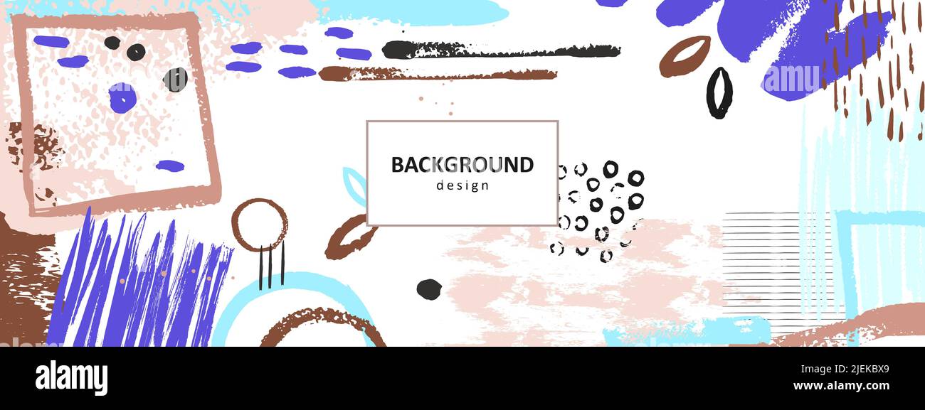 Grunge abstrakte Formen Hintergrund. Modernes Bannerdesign, trendige Chaos-dekorative Überschrift, Präsentationsseite oder Werbeplakat Stock Vektor