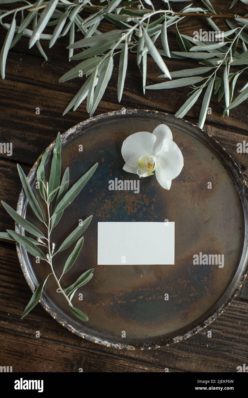 Weiße Karte, Kreditkarte, Visitenkarte Mockup für Business Stockfoto