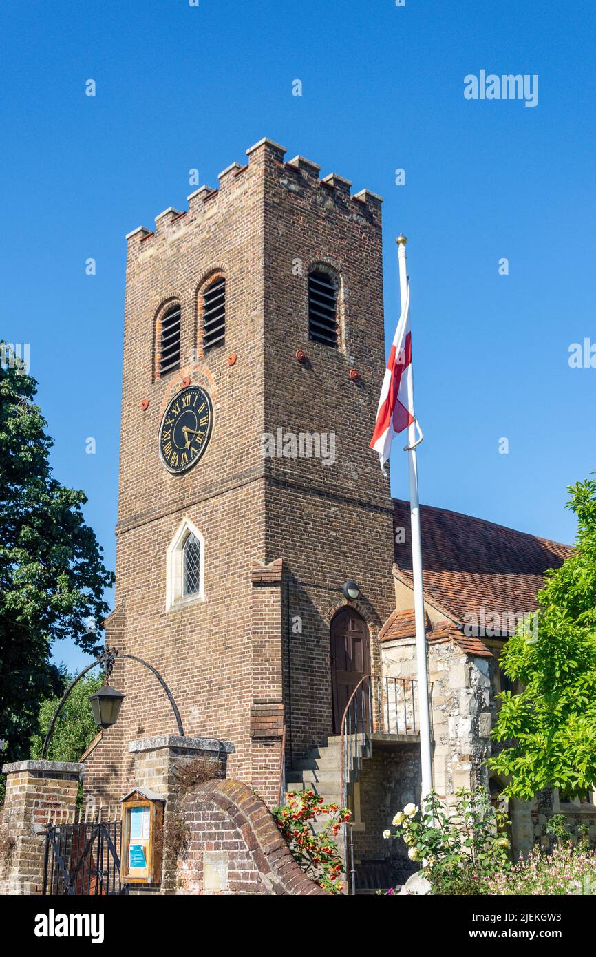 St. Nicholja Church, Church Square, Old Shepperton, Shepperton, Surrey, England, Vereinigtes Königreich Stockfoto