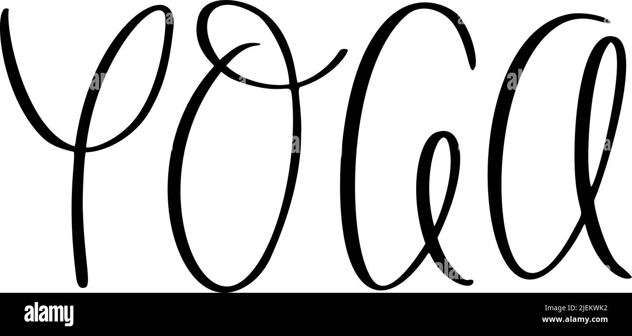 Handgeschriebener Vektor Logo Text Yoga. Handbeschriftung für Badge Symbol Banner Poster Karte Plakatwand Aufkleber Shop. Texthintergrund. Kalligraphisches Design Stock Vektor