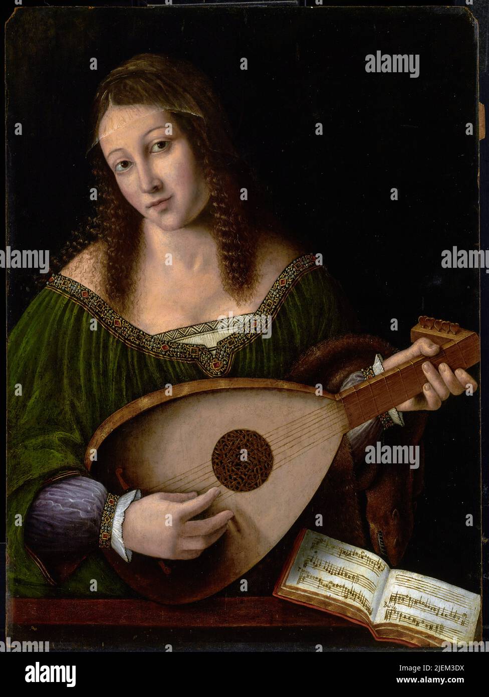 Bartolomeo Veneto, Lutenspielerin; um 1530; Öl auf Tafel; Stockfoto