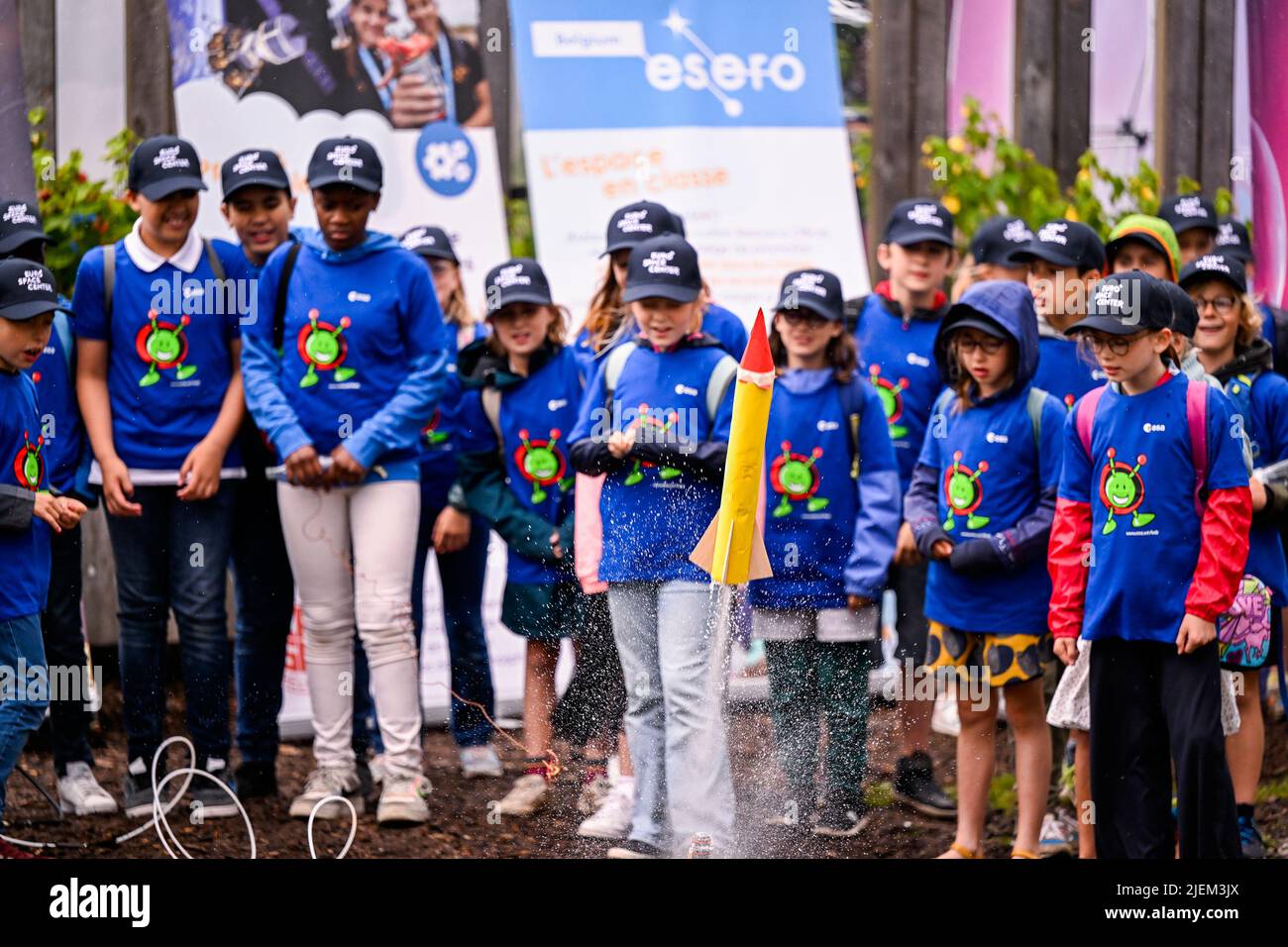 Die Abbildung zeigt ein Treffen mit dem französischen Astronauten Pesquet im Vorfeld der ESA-Ministerkonferenz, die Ende November, Montag, den 27. Juni 2022, in Paris stattfinden wird. BELGA FOTO LAURIE DIEFFEMBACQ Stockfoto