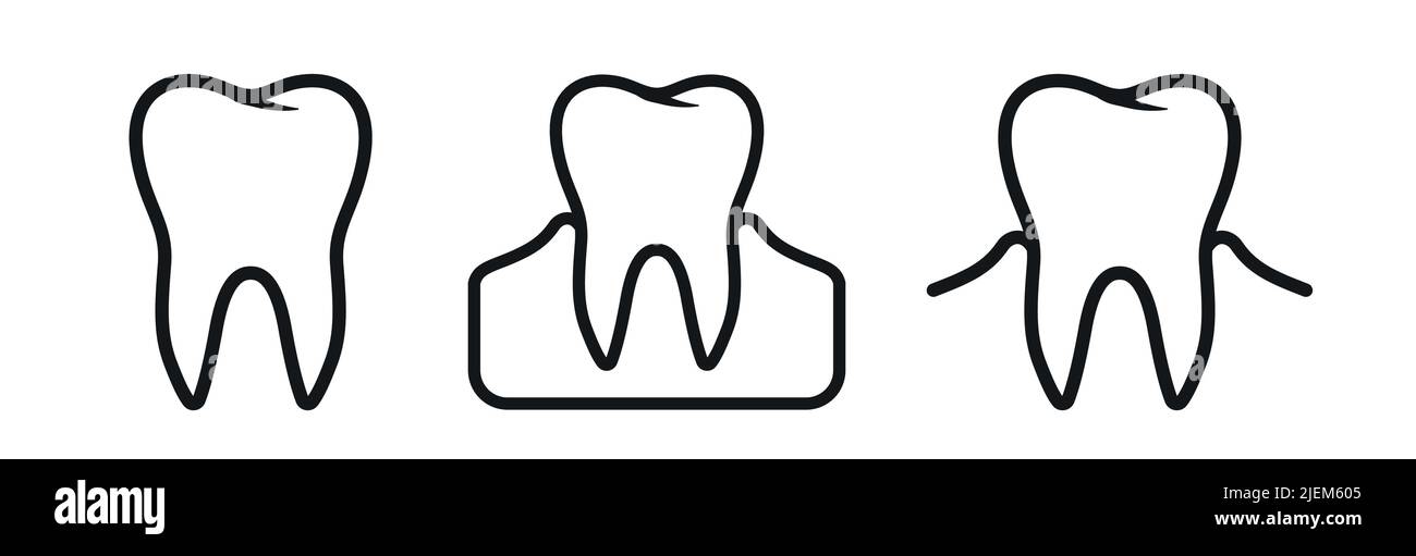 Symbol für sauberen Zahn mit Zahnfleisch Zahnärzte und Zahnzähne Zeichen Vektor-Illustration Symbolsatz Stock Vektor