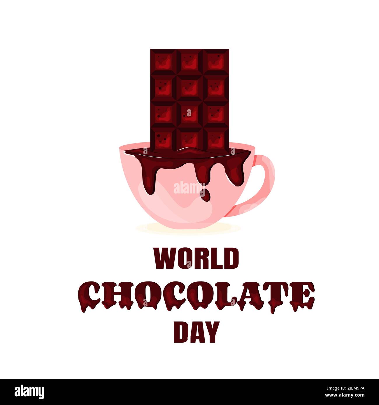 Tasse heiße Schokolade mit Schokolade World Chocolate Day Card Stock Vektor