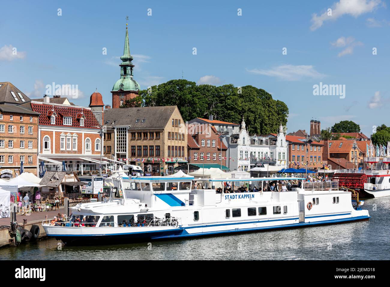 Ausflugsboot STADT KAPPELN in der Stadt Kappeln in Schleswig-Holstein, Deutschland Stockfoto
