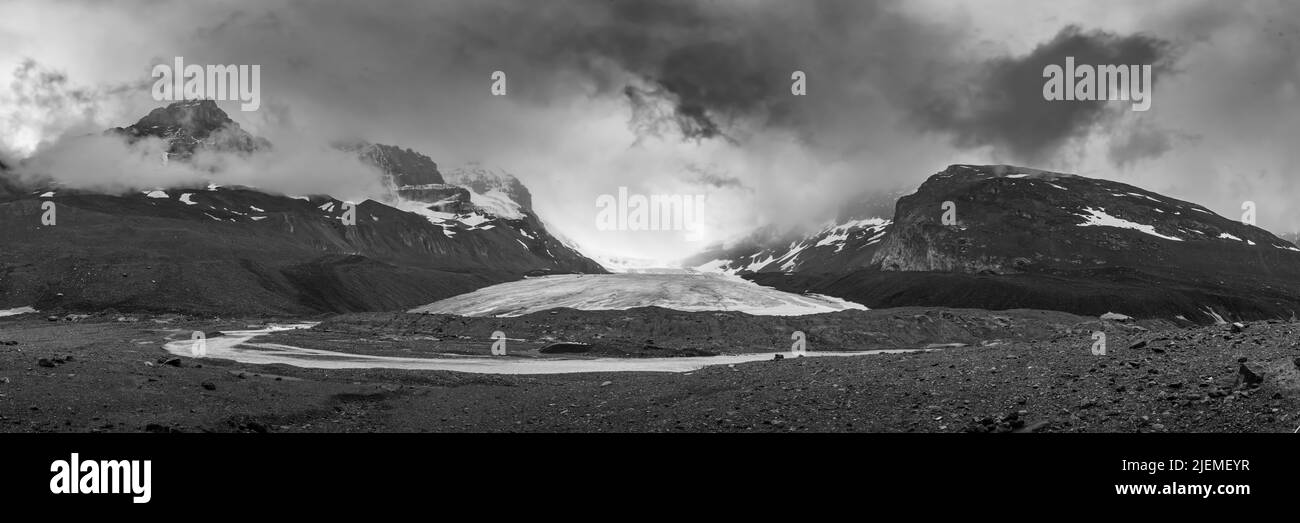Columbia Ice Field, Athabasca Glacier in den kanadischen Rocky Mountains. Stockfoto