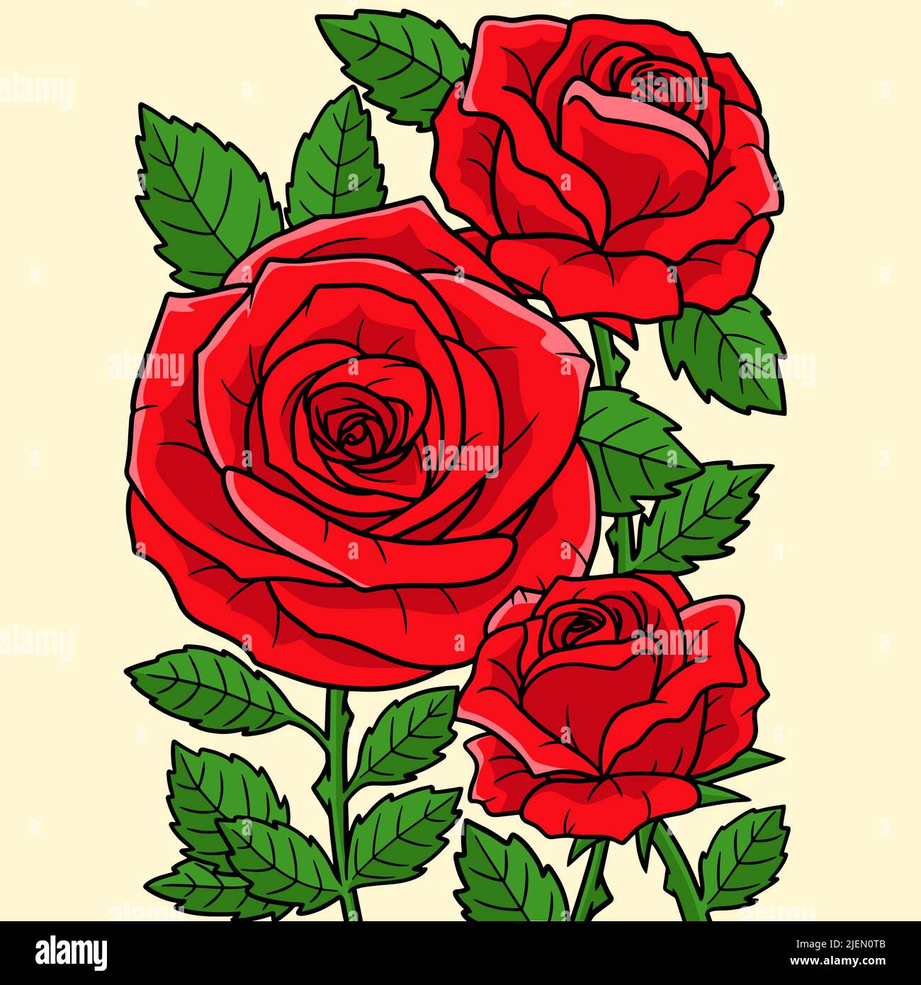 Rose Blume Farbige Cartoon Illustration Stock Vektor