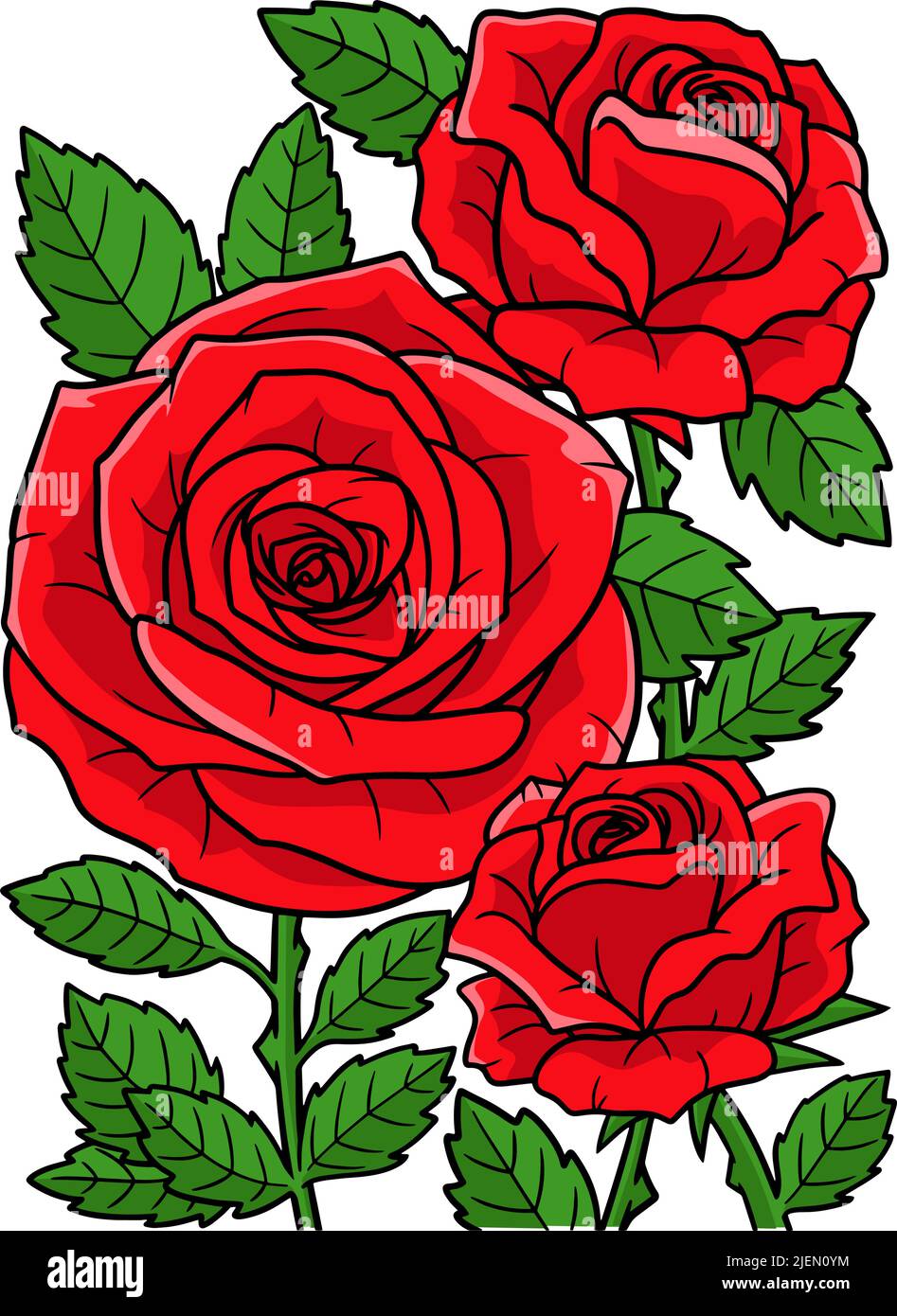Rose Blume Cartoon Farbige Cliparte Illustration Stock Vektor