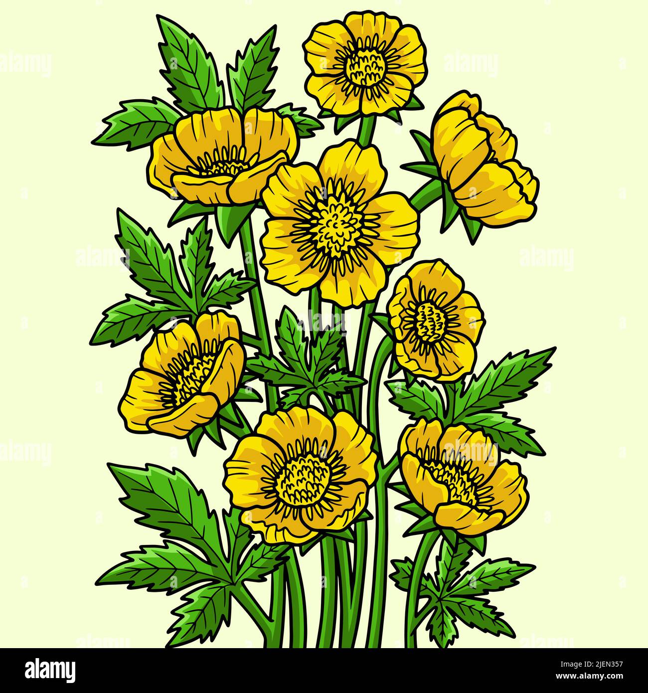 Bollige Schmetterling Blume Farbigen Cartoon Stock Vektor