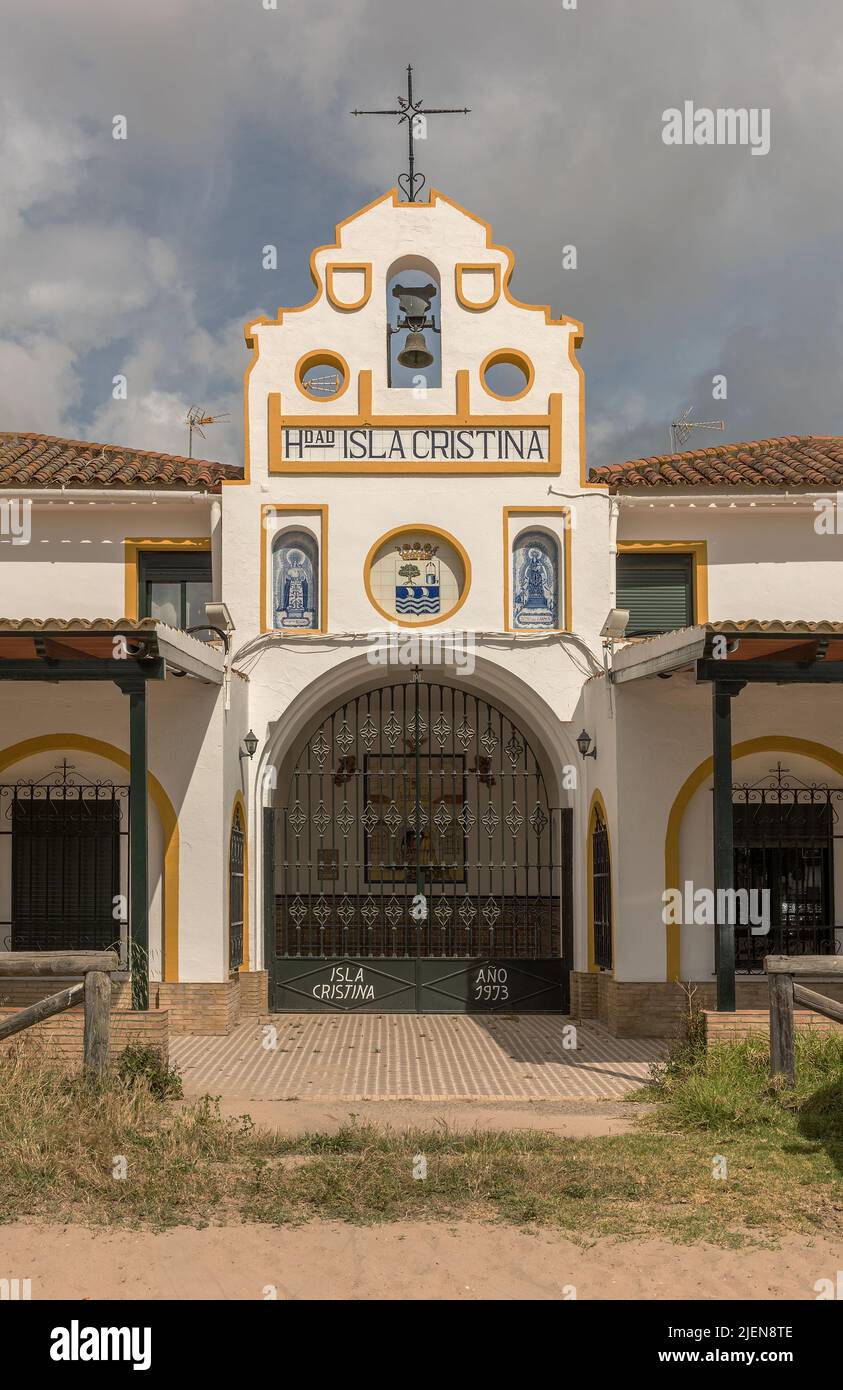 Typisches Gebäude im andalusischen Wallfahrtsort El Rocio Stockfoto