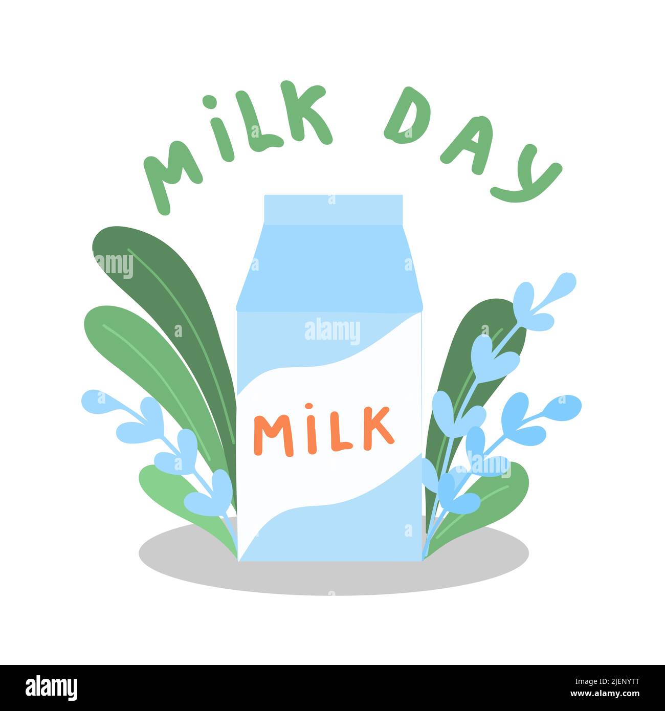 Ein Karton Milch. Milchprodukte. Milchtag. Flache Vektorgrafik. Illustrationsdesign. Vektor Stock Vektor
