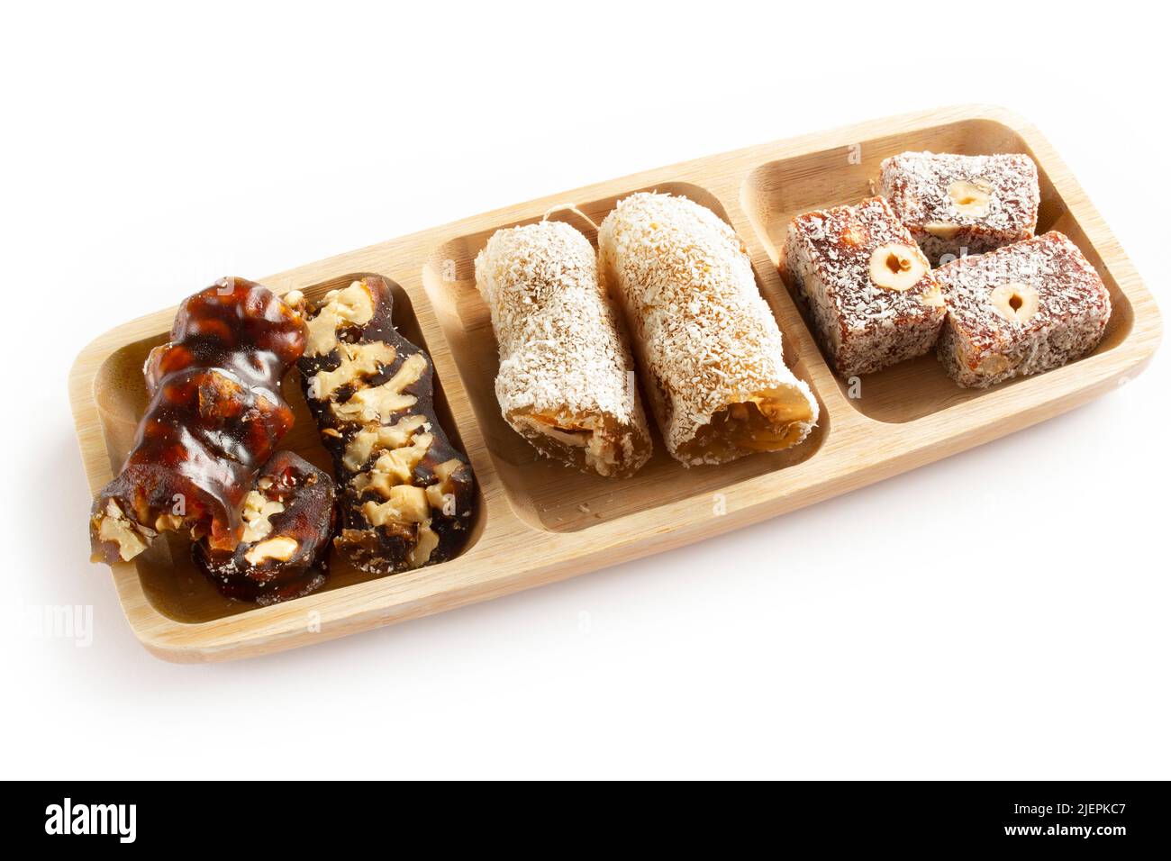 Verschiedene türkische Köstlichkeiten mit Haselnüssen und Walnüssen Stockfoto