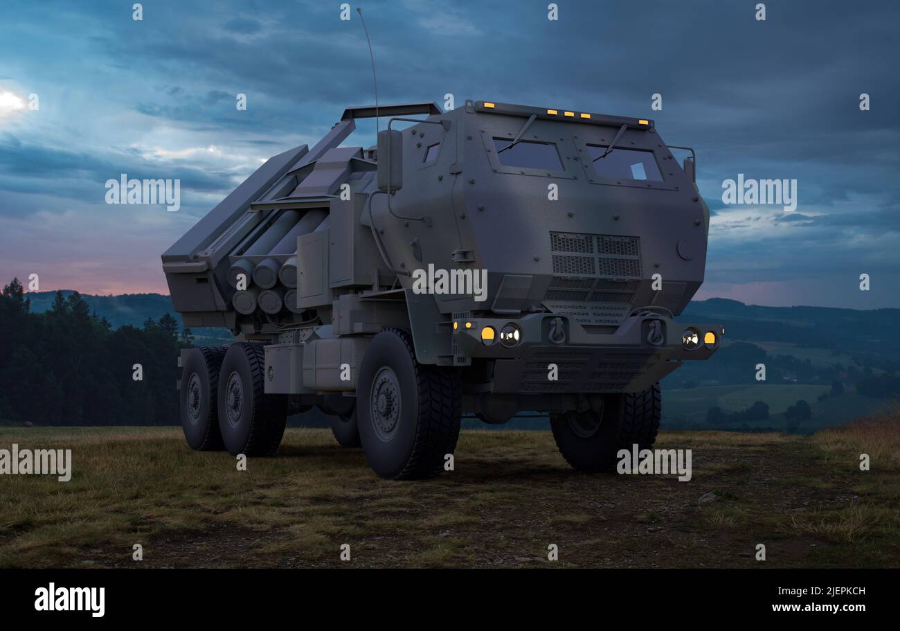 Lockheed Martin M142 HIMARS -High Mobility Artillery Rocket System ist eine strategische Fähigkeit, die Verbesserung Heimat und wichtige Vermögensverteidigung während re Stockfoto