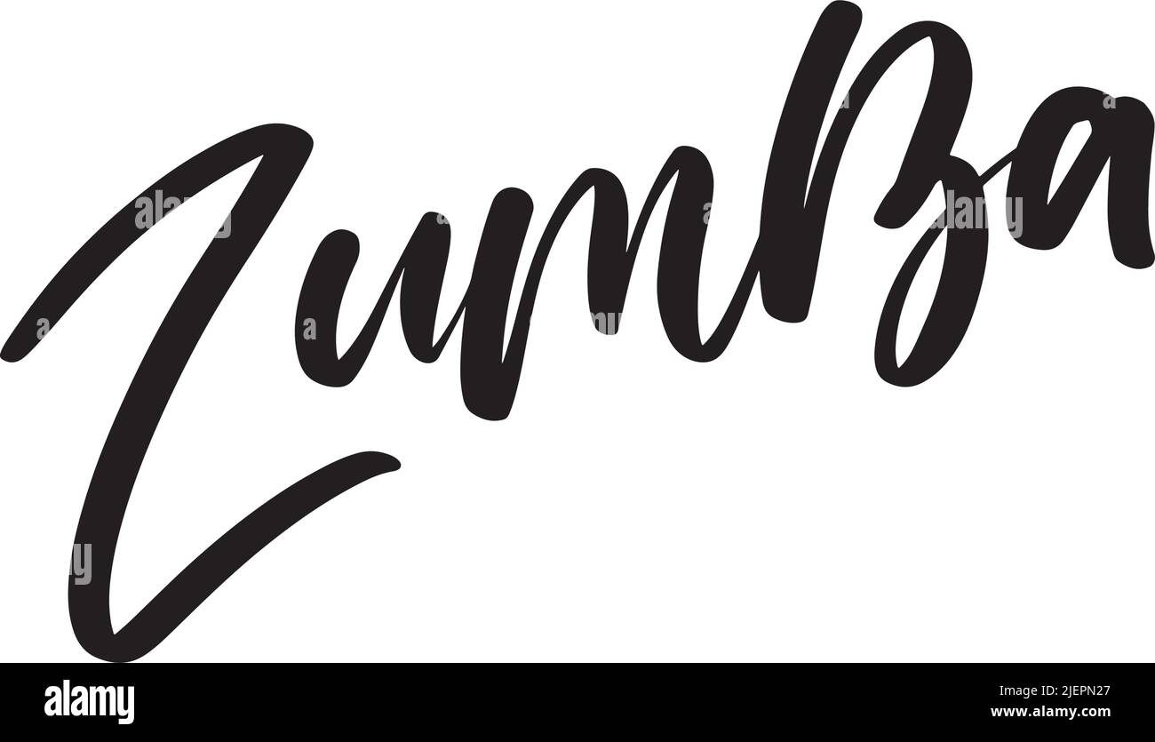 Zumba Dance Studio Text. Kalligraphie Wort Banner Design. Aerobe Fitness. Vektor-Handschriftendarstellung Stock Vektor