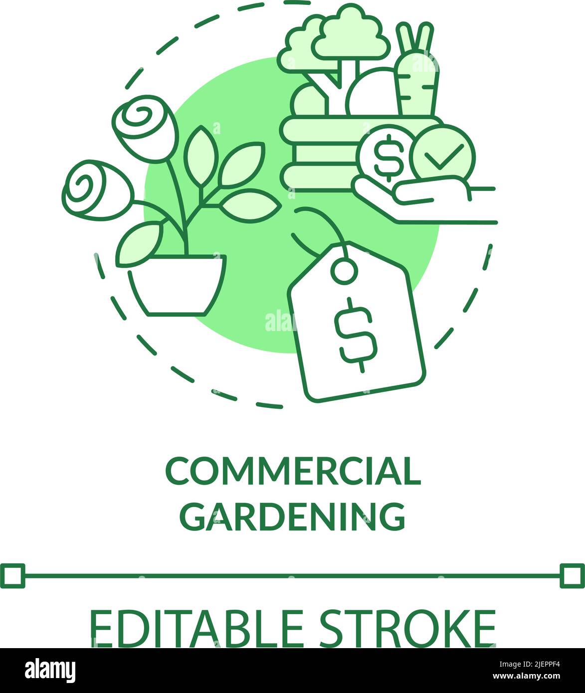 Kommerzielle Gartenarbeit grüne Konzept Symbol Stock Vektor