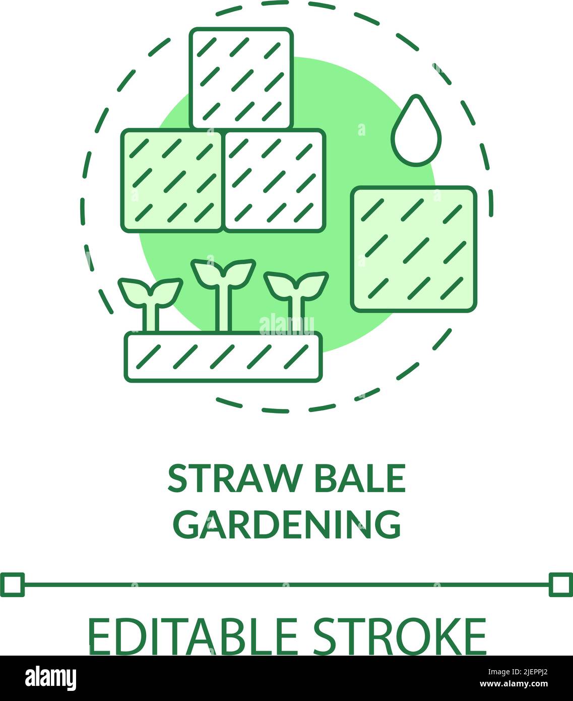 Symbol für grünes Strohballen-Konzept für die Gartenarbeit Stock Vektor