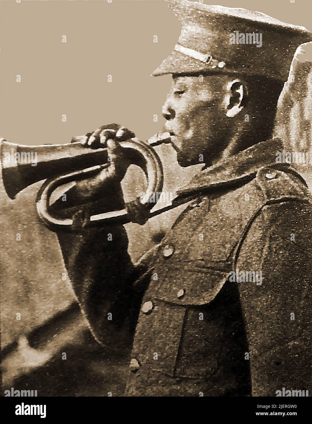 WWI Ein westindischer Bugler in der britischen Armee - 1. Weltkrieg. Ein westindischer Bugler in der britischen Armee - UN Bugler antillano en el ejército británico - WOI . Een West-Indische Bugler in het Britse leger - Stockfoto