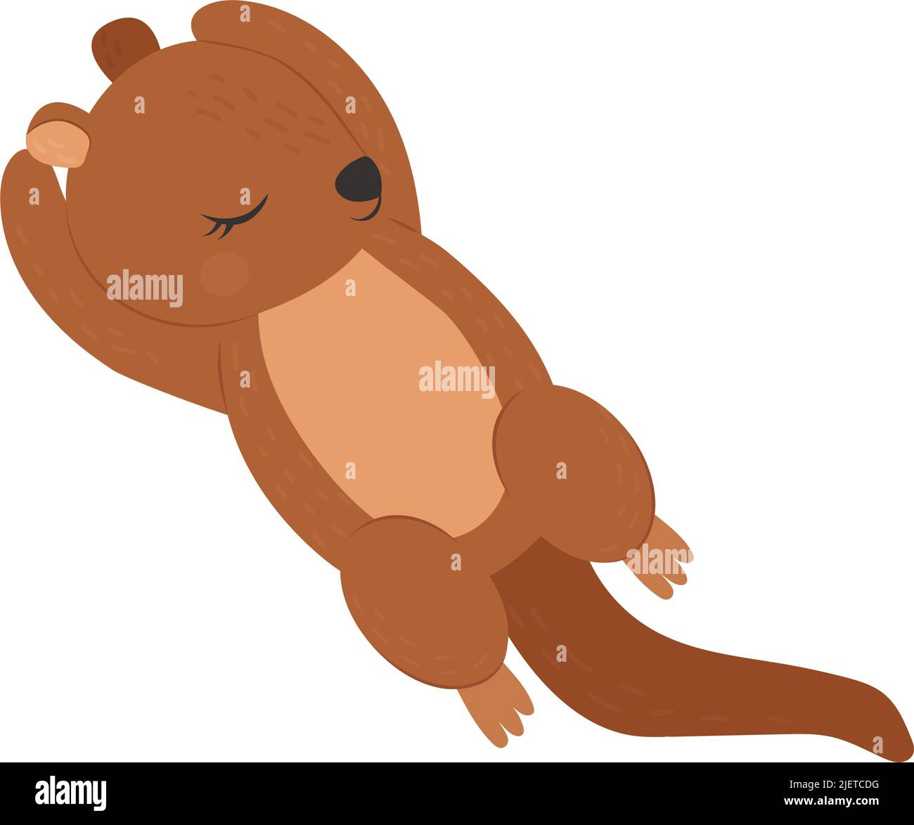 Seeotter Clipart Charakter Design. Liebenswert Clip Art Otter schlafen auf dem Rücken. Vektor-Illustration eines Tieres für Drucke für Kleidung, Aufkleber, Baby Stock Vektor