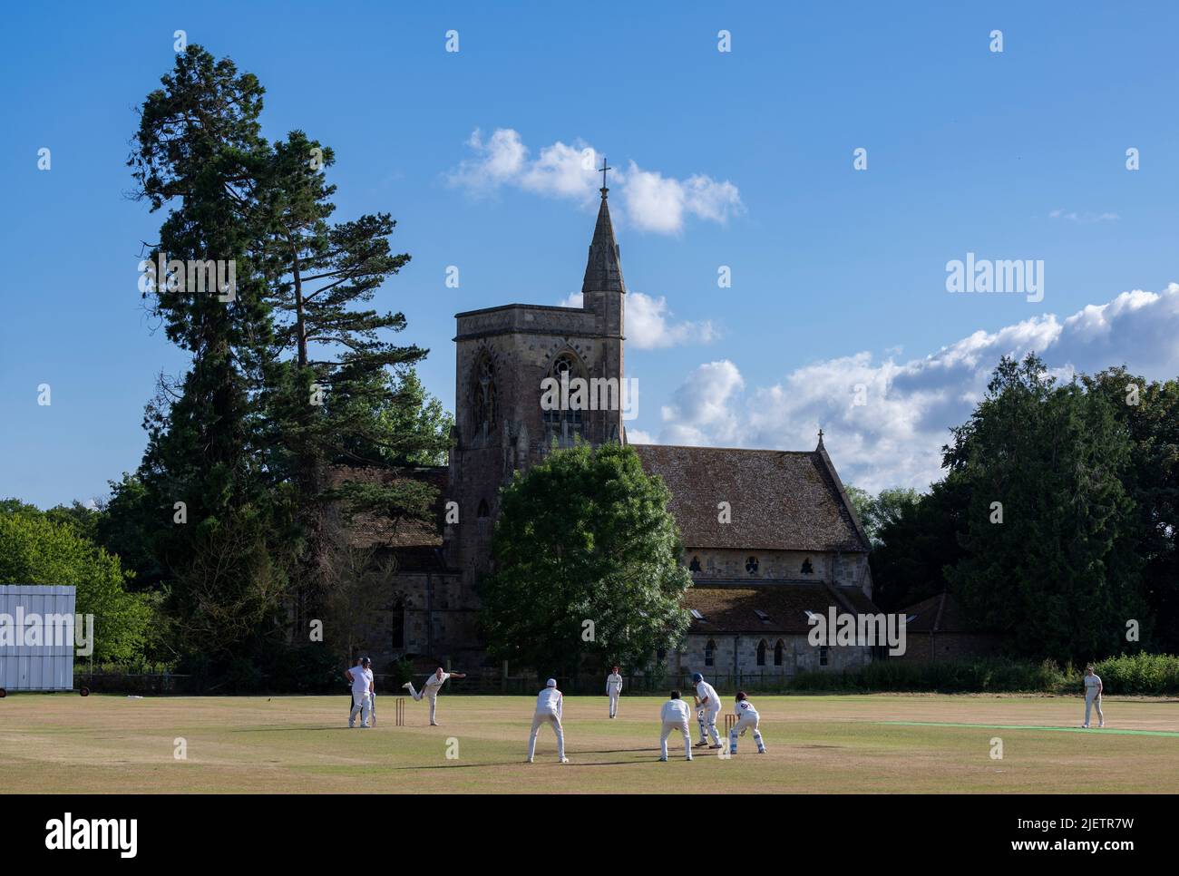 Cricket-Spiel in Salisbury, Wiltshire, England. Stockfoto