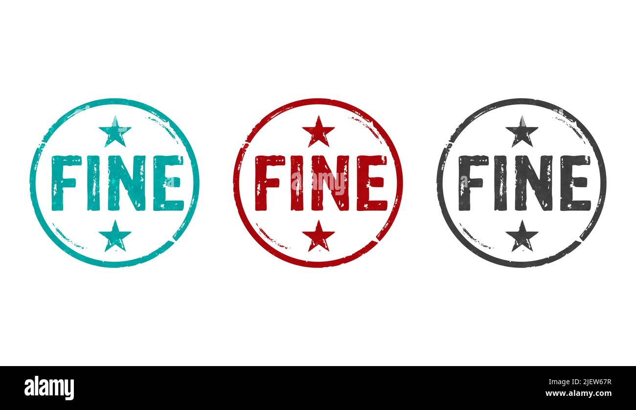 Feine Stempelsymbole in wenigen Farbversionen. Good, Right oder Penalty Concept 3D Rendering Illustration. Stockfoto