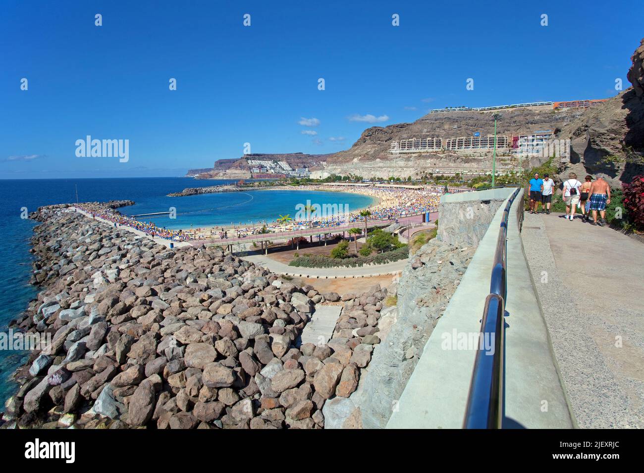 Fussgängerweg von Puerto Rico zum Amadores Strand, Grand Canary, Kanarische Inseln, Spanien, Europa Stockfoto