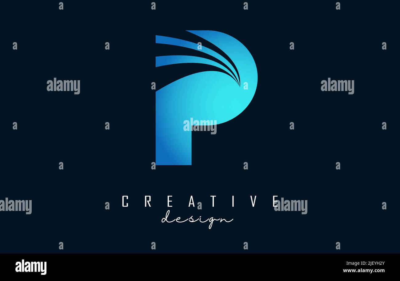Kreatives P-Logo mit führenden Linien und Straßenkonzept. Buchstabe P mit geometrischem Design. Vektor-Illustration mit Buchstaben und kreative Schnitte ein Stock Vektor