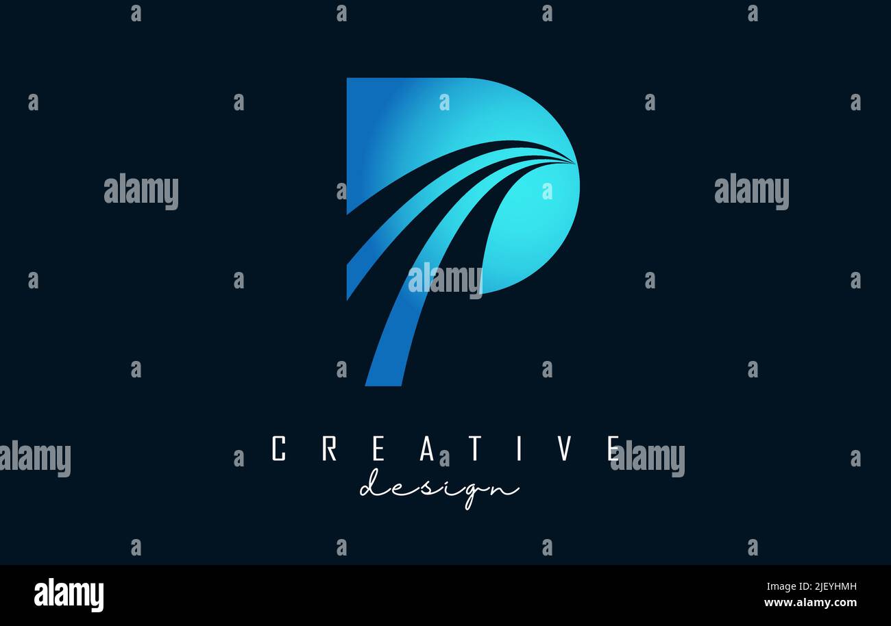 Kreatives P-Logo mit führenden Linien und Straßenkonzept. Buchstabe P mit geometrischem Design. Vektor-Illustration mit Buchstaben und kreative Schnitte ein Stock Vektor