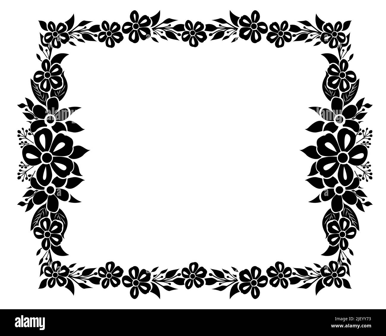 Rechteck Rahmen Design Konzept der Blumenkunst isoliert auf weißem Hintergrund - Vektor-Illustration Stock Vektor