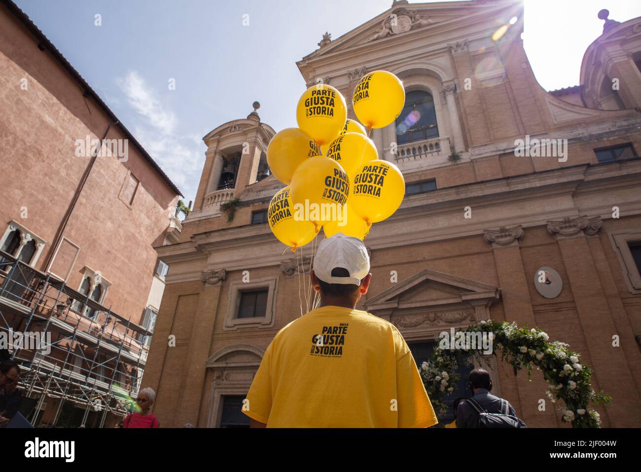 Flashmob organisiert in Rom vom Netzwerk zur Reform der Staatsbürgerschaft (Foto: Matteo Nardone / Pacific Press/Sipa USA) Stockfoto