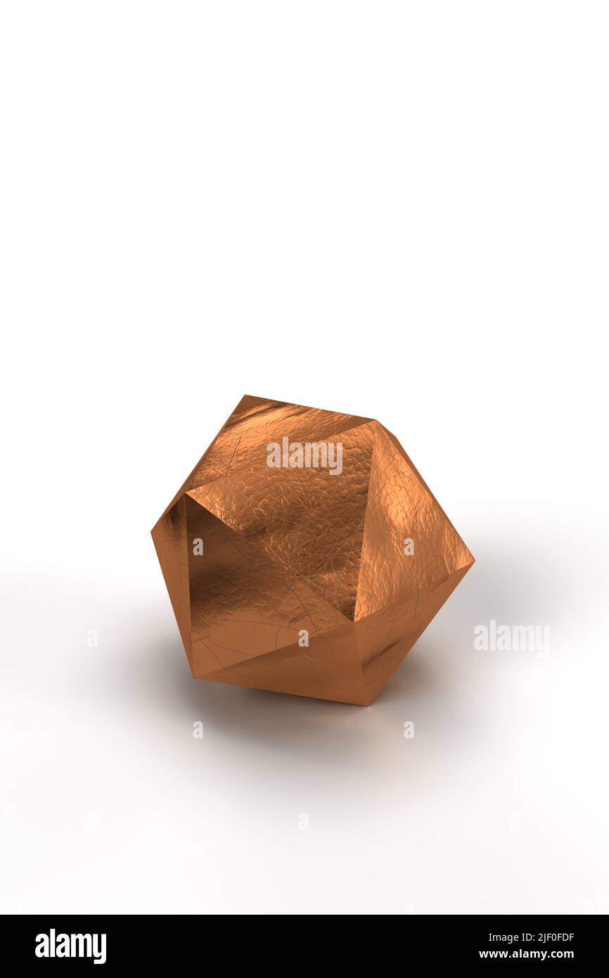 Abstract 3D Rendering geometrischer ikosaeder-Form als moderner Hintergrund für Cover, Poster, Branding, Design. Computergenerierte dreidimensionale Darstellung. Stockfoto