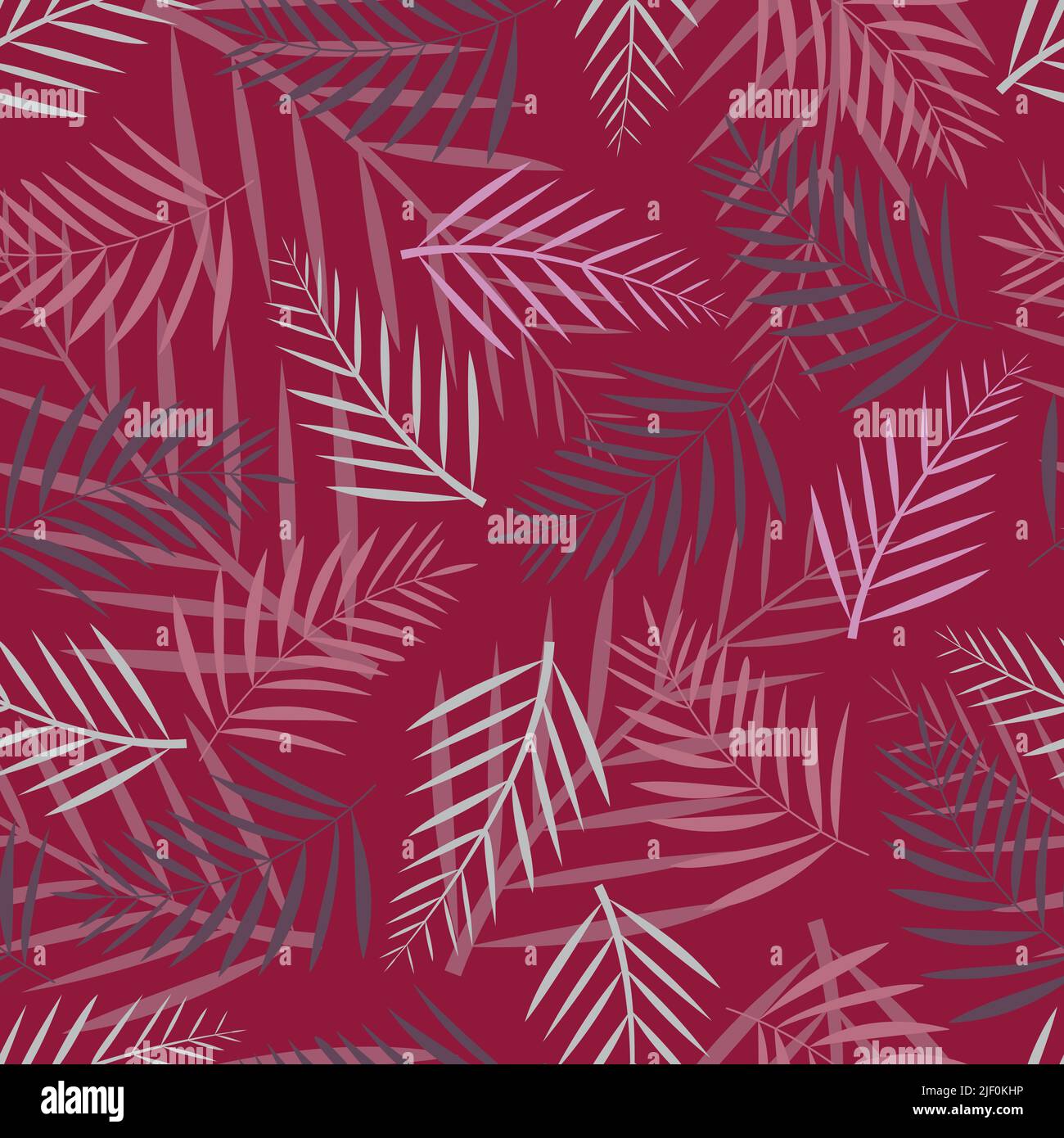 Stilvolles, trendiges Vektor-ditsy-florales Nahtloses Musterdesign aus Ästen von Blättern. Laub wiederholende Textur Hintergrund von exotischen Palmblättern Stock Vektor