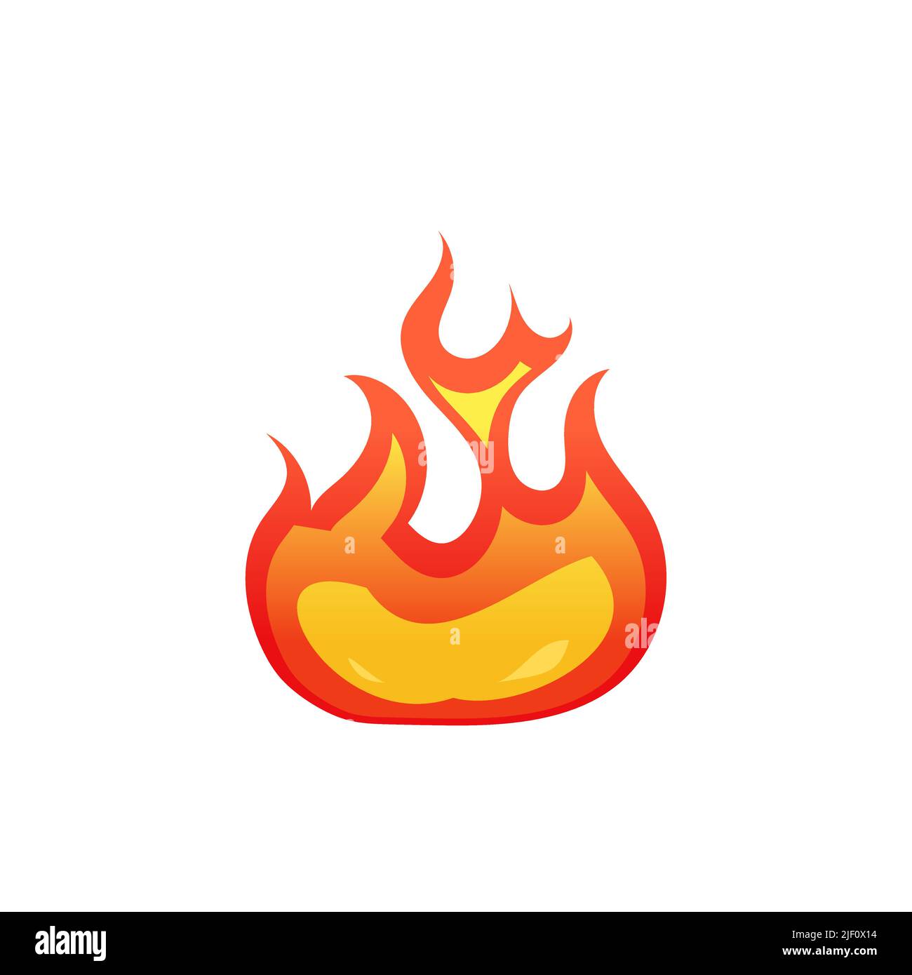 Heiße Feuerflamme, flammendes Element auf Weiß isoliert Stock Vektor