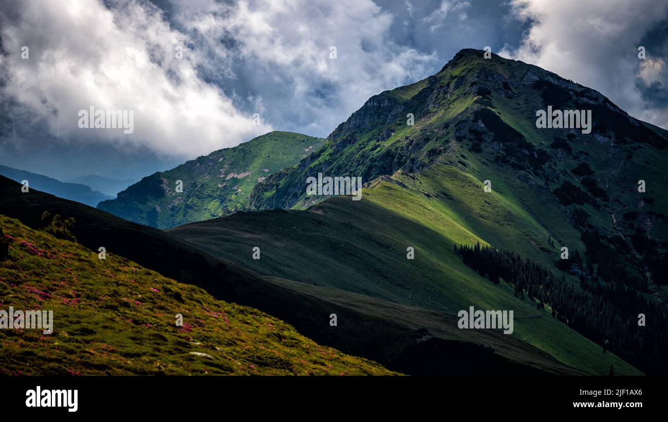 Sommerlandschaft der Rodna (Rodnei) Berge, Karpaten, Rumänien. Stockfoto