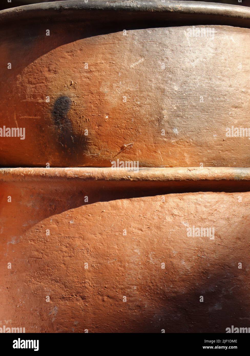 Nahaufnahme handgefertigten Tontöpfe Hintergrund Stockfoto