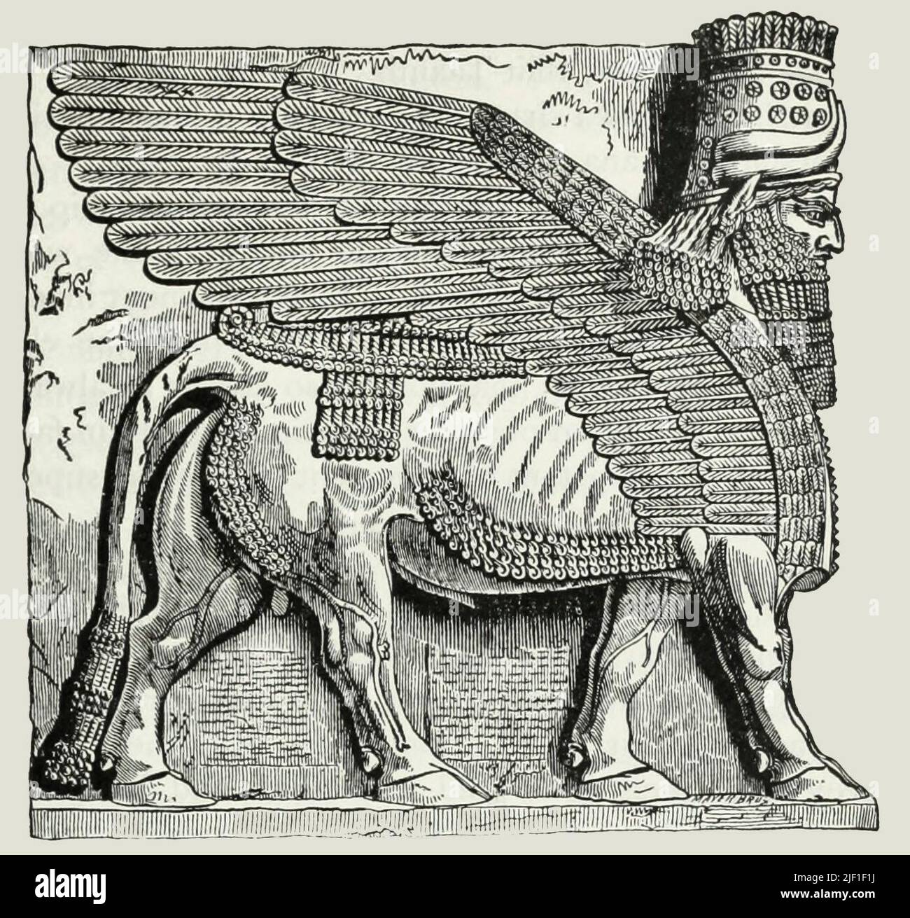 Der Große Menschliche Kopf Adler Geflügelte Assyrische Bulle Stockfoto