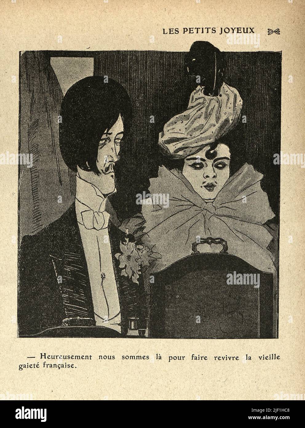 Vintage Französisch Cartoon von Henry Gerbault, 1900s. Les Petits Joyeux, die glücklichen Littles. belle Epoque Caricature Stockfoto