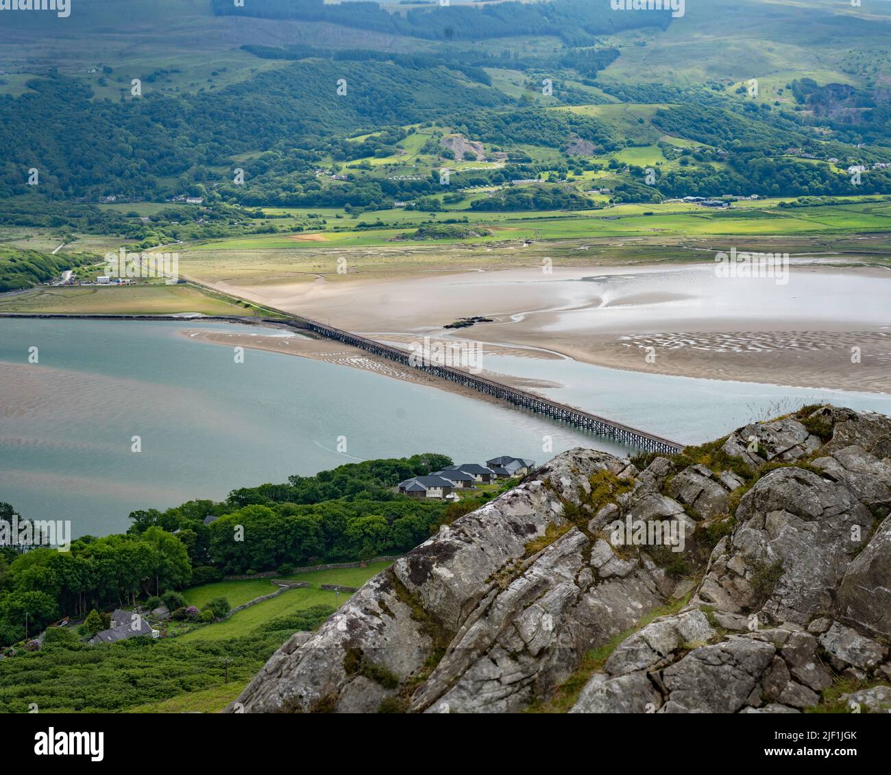 Barmouth Rail Bridge vom Panoramaweg aus Stockfoto