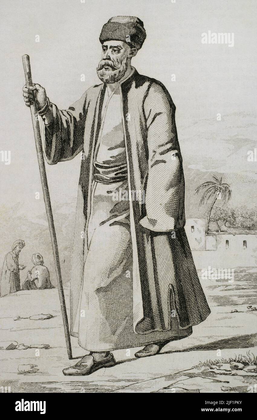 Armenische Apostolische Kirche. Die älteste Nationalkirche der Welt. Armenischer Papst. Stich gezeichnet von Vernier. Gestochen von Lebas. Lemaitre führt einen Direxit durch. „Panorama Universal. Historia de Armenia', 1838. Stockfoto