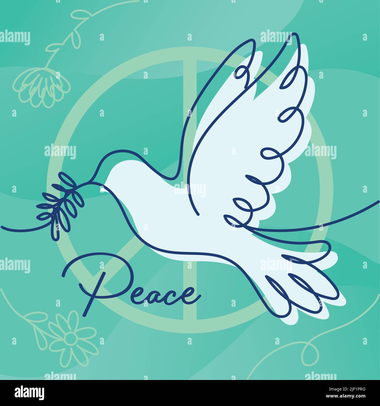 Skizze eines Taubenvogels mit Lorbeerkranz Frieden und Diplomatie flaches Konzept Vektor Stock Vektor