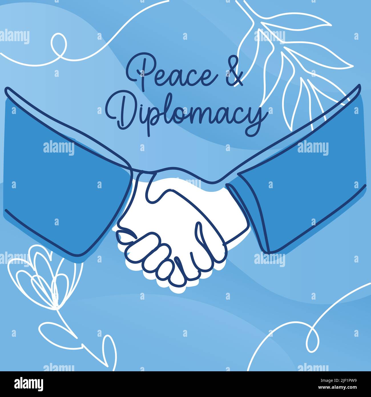 Skizze eines Händeschüttelns Frieden und Diplomatie flaches Konzept Vektor Stock Vektor
