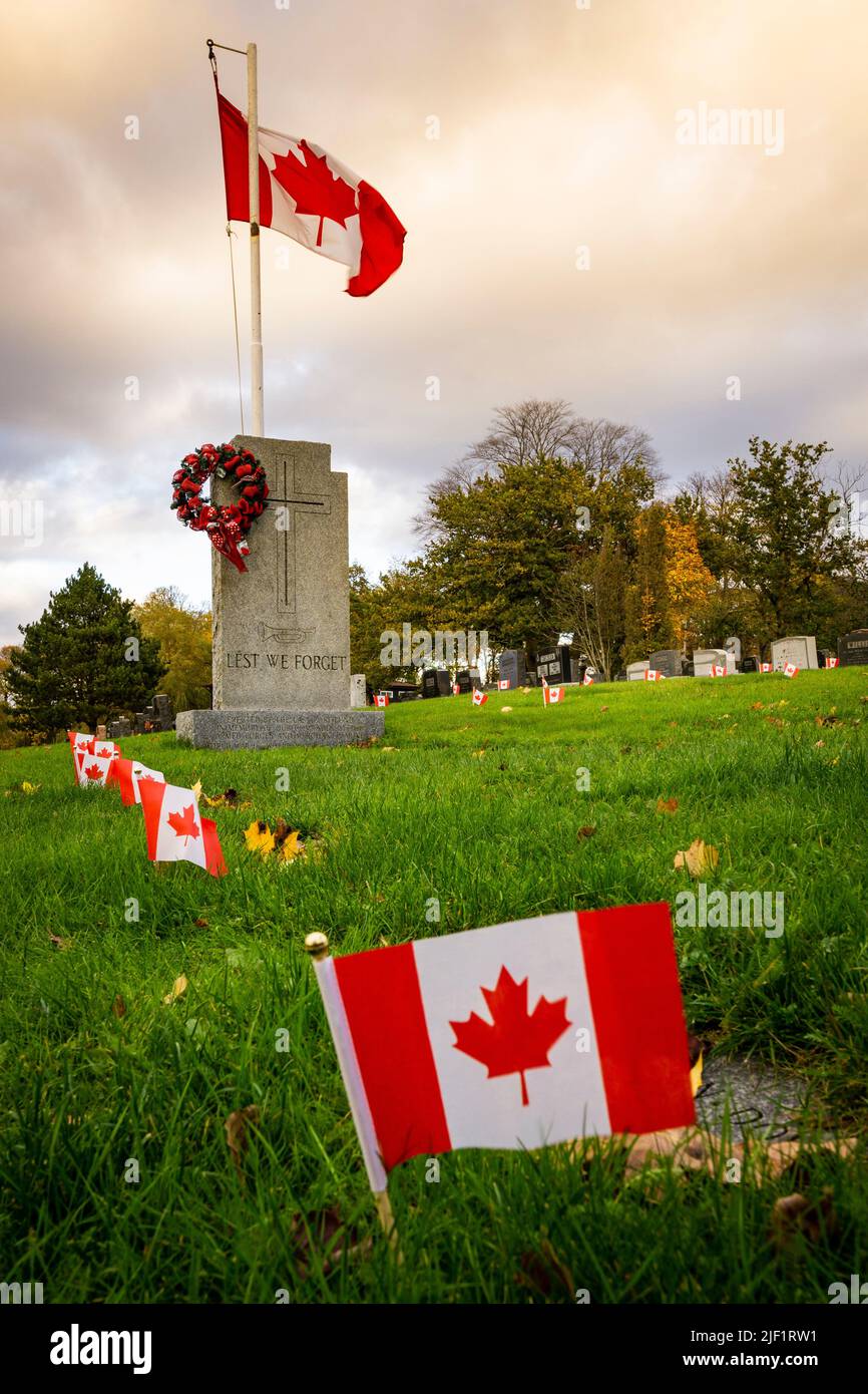 Fairview Lawn Cemetary im Herbst. Stockfoto