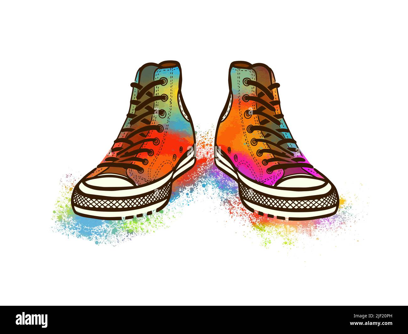 Bunte Regenbogen Sneaker. Vektorgrafik Stock Vektor