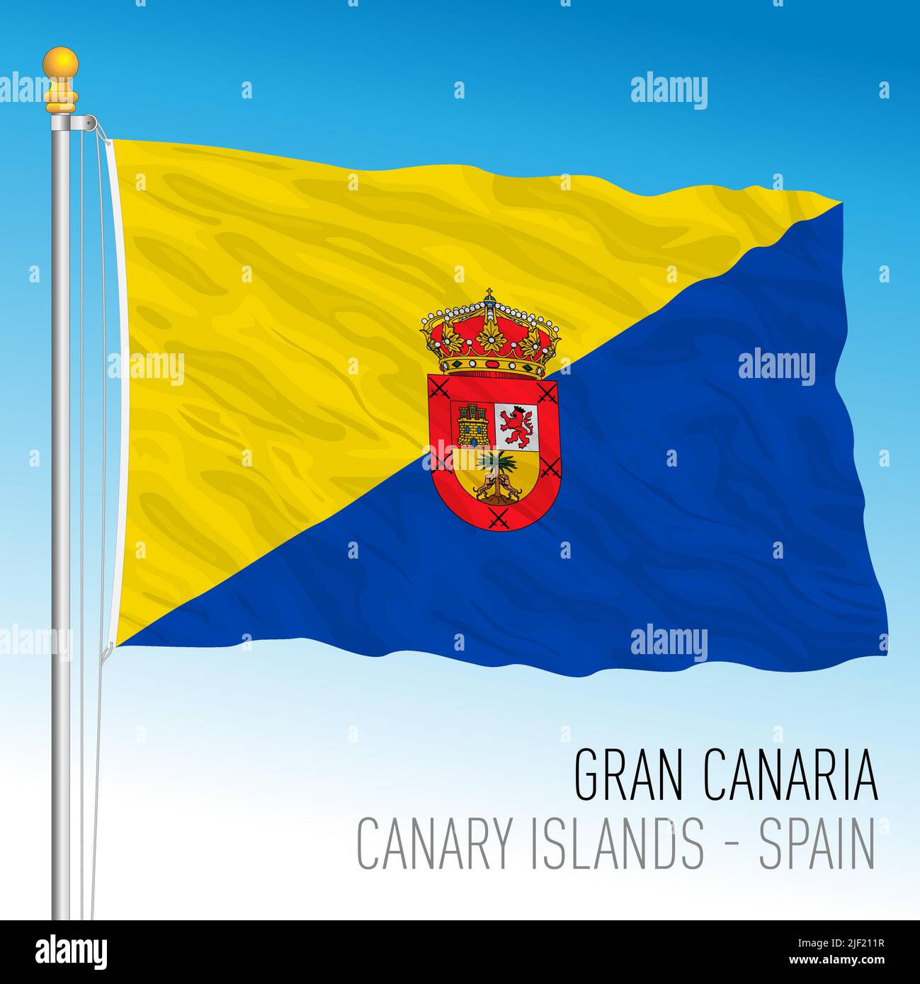 Flagge der Insel Gran Canaria, Kanarische Inseln, Spanien, Vektorgrafik Stock Vektor