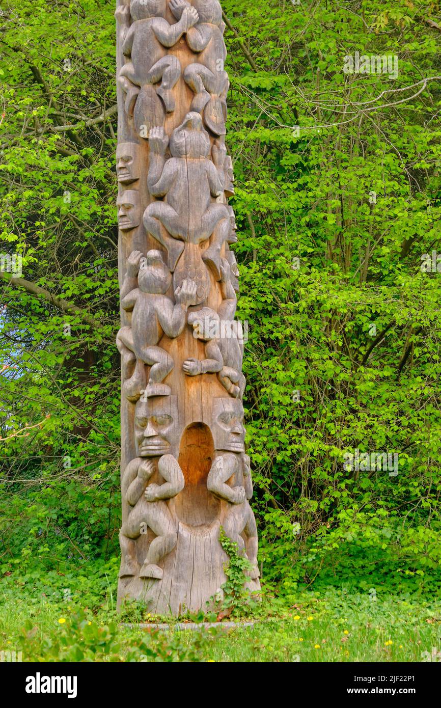 Totem Poles in Vancouver Stanley Park, Vancouver, British Columbia, Kanada Stockfoto