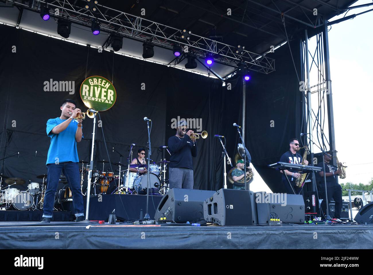 Funky Dawgs Brass Band Stockfoto