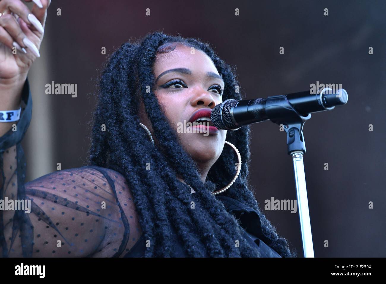 Galaktische Aufführung beim Green River Festival Stockfoto