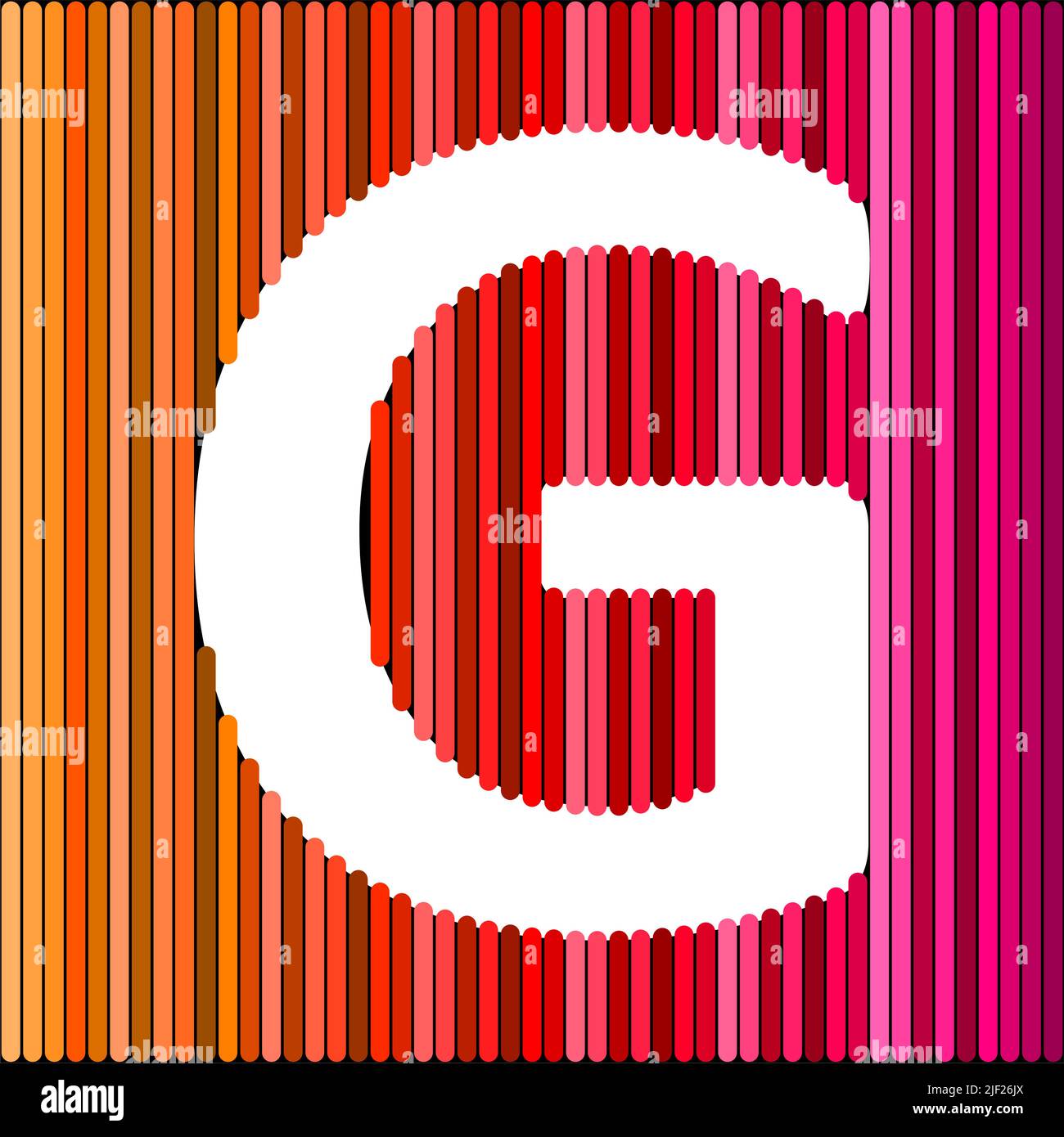 Weiße Farbe englischen Alphabet Buchstaben auf buntem Hintergrund, G-Buchstabe. Stock Vektor