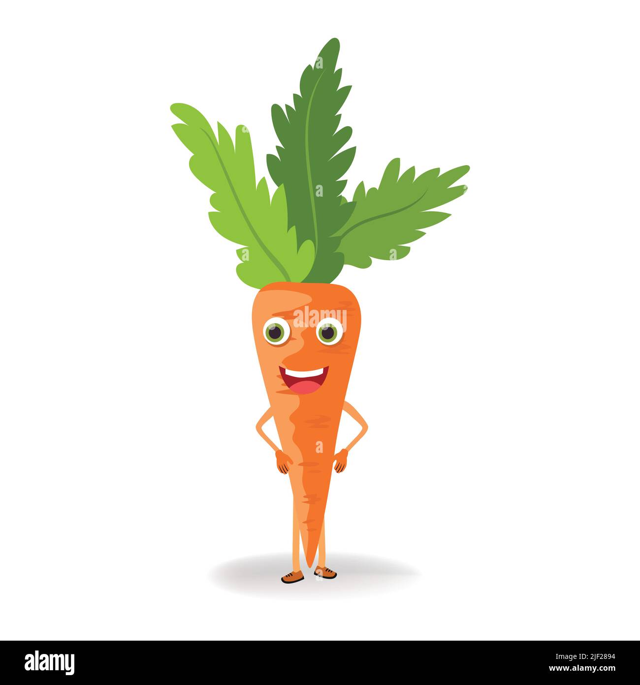 Karotten-Charakter mit lustigen Cartoon lächeln. Semi-realistischer Karotten-Charakter. Glücklich Gemüse Vektor Illustration. vektor Cartoon Karotte Vektor für ch Stock Vektor